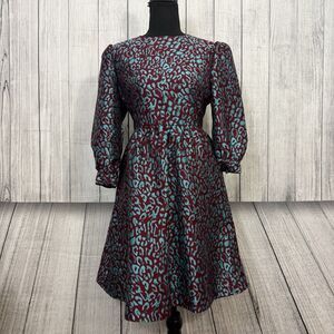 Halogen x Atlantic-Pacific Women's Small Multicolor Jacquard Leopard Dress